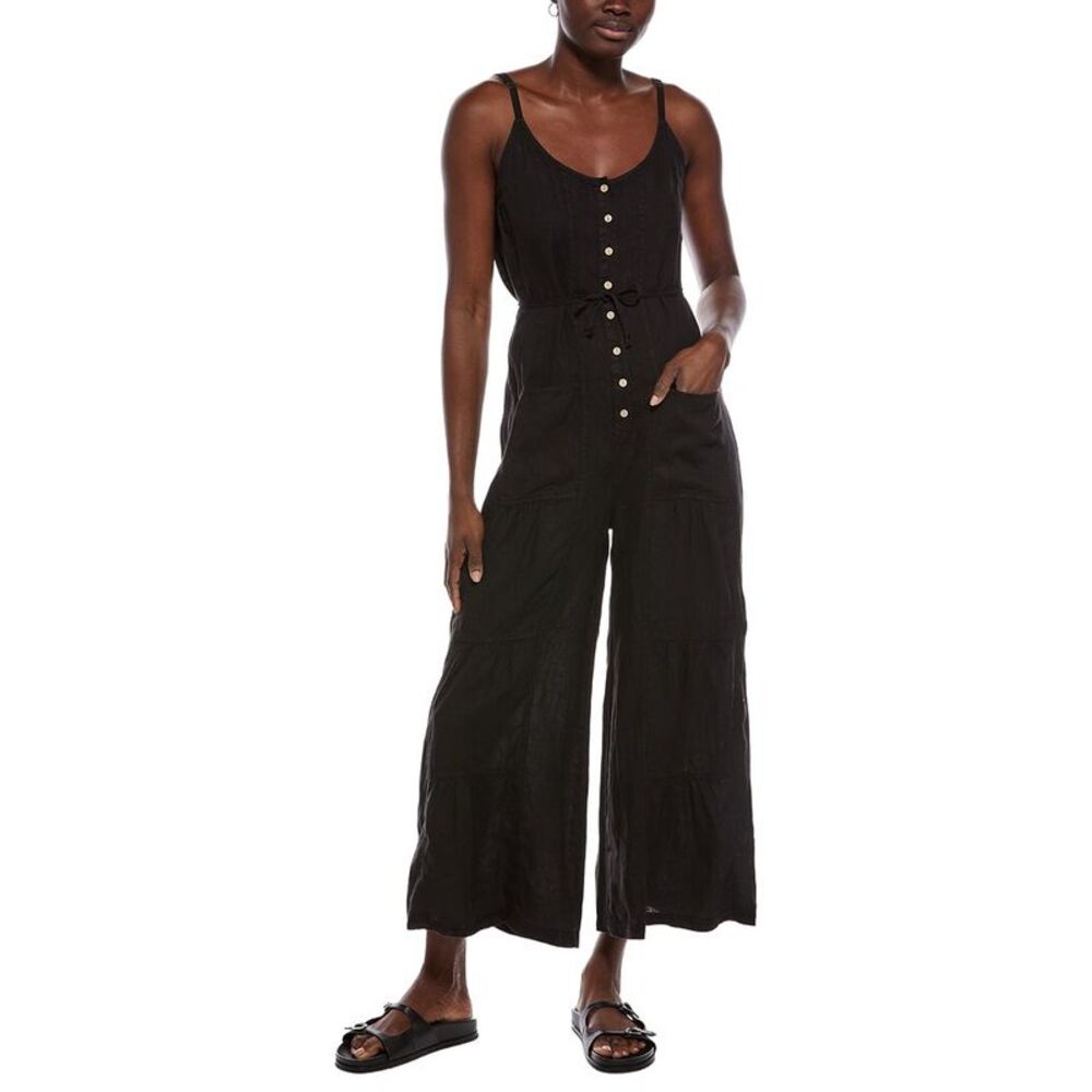 Xcvi Womens  Macauley Crop Linen Jumpsuit, Black